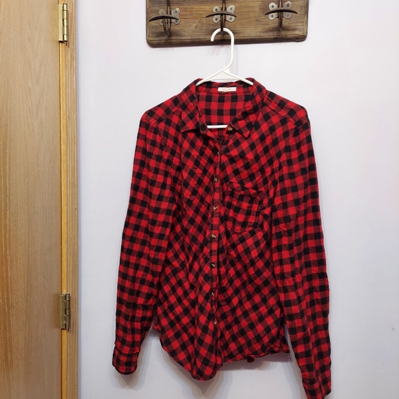 Maurices Tops - Maurices women's ’s Button Down Plaid Red Shirt